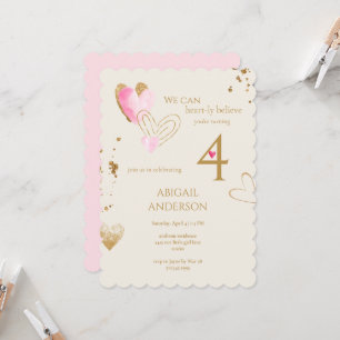 Convite Festa de Aniversário Pink & Cream Heart-ly Believe