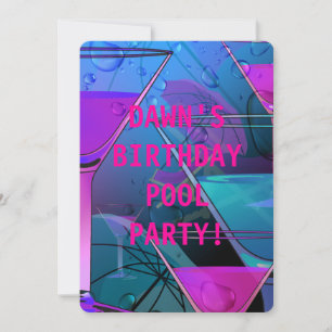 Convite Festa de Aniversário, Piscina de Verão, Poolside M