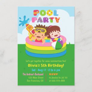 Convite Festa de Aniversário Piscina Inflável Infantil