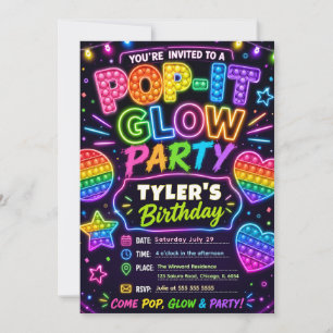 Convite Festa de Aniversário Pop It Glow