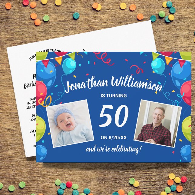 Convite Festa de aniversário por Correio Enviar uma Colage (Criador carregado)