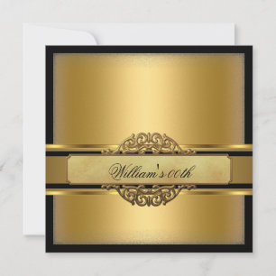 Convite Festa de Aniversário Preta e Dourada do Homem