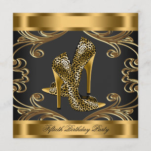 Convite Festa de Aniversário Preta e Dourada Elegante