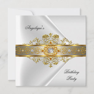 Convite Festa de Aniversário Preto e Ouro Branco Elite