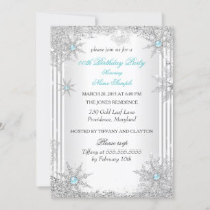 Convite Festa de Aniversário Pretty Teal Winter Wonderland