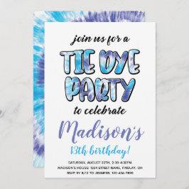 Convite Festa de aniversário púrpura e azul, qualquer idad