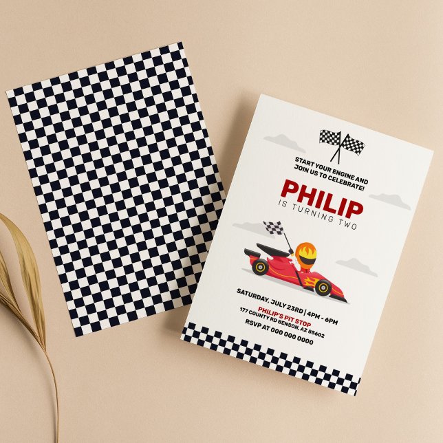 Convite Festa de aniversário Race Car Racing Boy (Criador carregado)