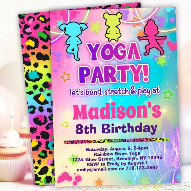 Convite Festa de aniversário Rainbow Yoga (Criador carregado)