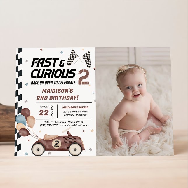 Convite Festa de aniversário Rápida E Curiosa De Carros De (Criador carregado)