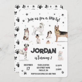 Convite Festa de aniversário Realística de Cães de Água, Q