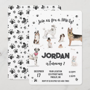 Convite Festa de aniversário Realística de Cães de Água, Q