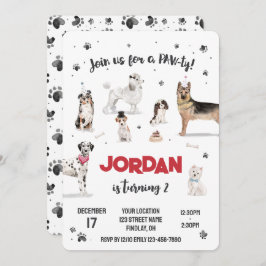 Convite Festa de aniversário Realística de Cães de Água, Q