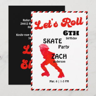 Convite Festa de Aniversário Red & Black Let's Roll