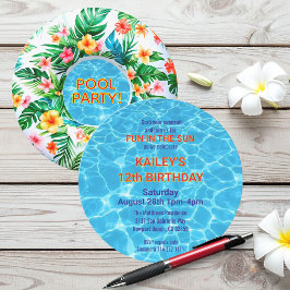 Convite Festa de Aniversário Redonda com Boia de Piscina T