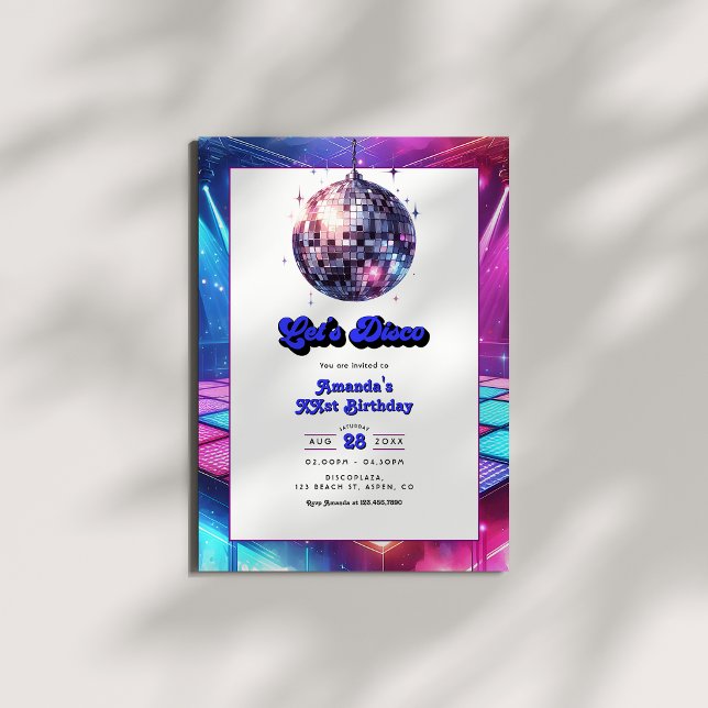 Convite Festa de Aniversário Retro Let's Disco (Let’s Disco Retro Birthday Party Invitation)
