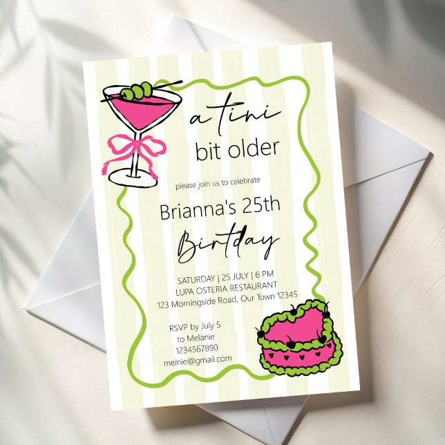 Convite Festa de aniversário retrô manual mais antiga do T (a Tini bit older handrawn wavy border whimsical retro birthday party invitation cards template)