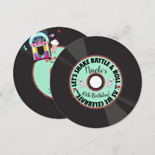 Convite Festa De Aniversário Retro Record 1950'S 50'S Anos