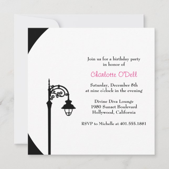 Convite festa de aniversário retrô/vintage (Frente)