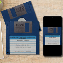 Convite Festa de aniversário retroativa, disquete