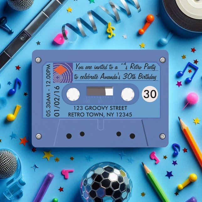 Convite Festa de aniversário Retroativa Totalmente Incríve (Totally Awesome Retro Birthday Party Personalised Invitation)