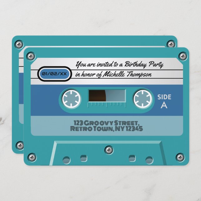 Convite Festa de aniversário Retrópica Incrível do Groovy (Frente/Verso)