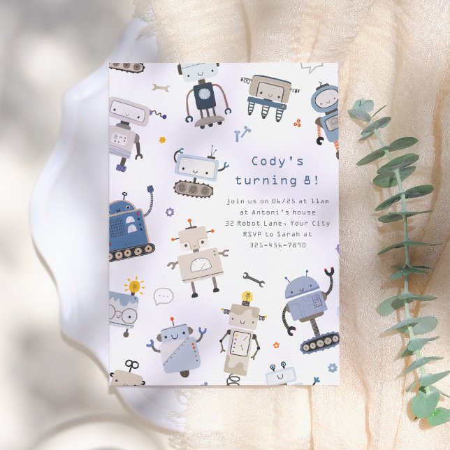 Convite Festa de aniversário robótica (Criador carregado)
