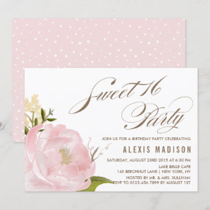 Convite Festa de aniversário romântica do doce 16 da