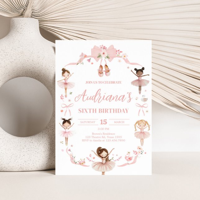 Convite Festa de aniversário Rosa Ballerina (Pink Coquette Ballerina Birthday Party Invitation)