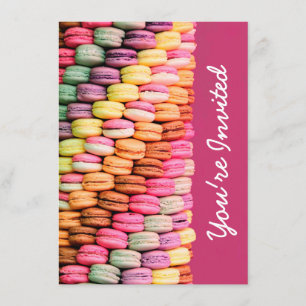 Convite Festa de aniversário Rosa Bonita Macarons