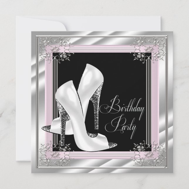 Convite Festa de Aniversário Rosa Chic (Frente)