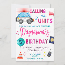 Convite Festa de aniversário Rosa da Polícia