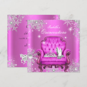 Convite Festa de Aniversário Rosa da Princesa Mágica Quinz