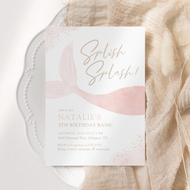 Convite Festa de aniversário Rosa de Sereia (Criador carregado)