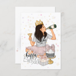 Convite Festa de aniversário Rosa e Dourada