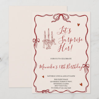 Convite Festa de Aniversário Rosa e Vermelho Retrô Caprich