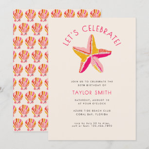 Convite Festa de Aniversário Rosa Estrela do Mar Ousada Mo