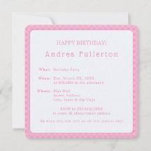 Festa de aniversário Rosa Simples Elegante Persona