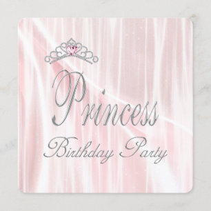 Convite Festa de aniversário Rosa Tiara Girls Princesa