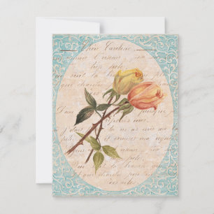 Convite Festa de aniversário Rosas de Jardim de Vintage Am