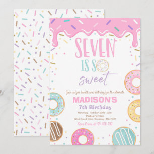 Convite Festa de aniversário Rosquinha Sete É Tão Doce