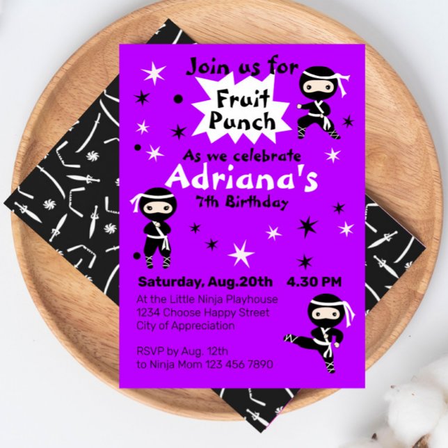 Convite Festa de aniversário Roxo Ninja (Criador carregado)