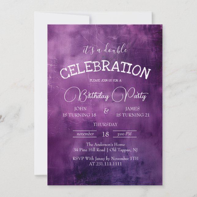 Convite Festa de aniversário Roxo Roxo (Frente)