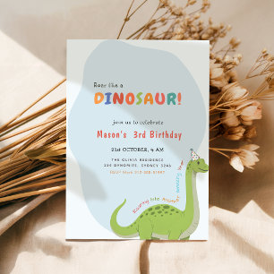 Convite Festa de Aniversário Rugindo como um Dinossauro 3º