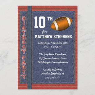 Convite Festa de aniversário russa de futebol Denim Bricks