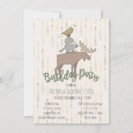 Convite Festa de aniversário Russo de Animais da Floresta