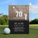 Convite Festa de aniversário Rustic Golf<br><div class="desc">Convites de aniversário 70 de Golfe.</div>