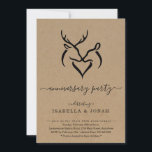 Convite Festa de Aniversário Rústica com Galhada de Cervo<br><div class="desc">Convite para Festa de Aniversário Rústica com Galhada de Cervo Buck & Doe - Arte com um cervo macho e fêmea formando um coração em um fundo kraft rústico maravilhoso.</div>