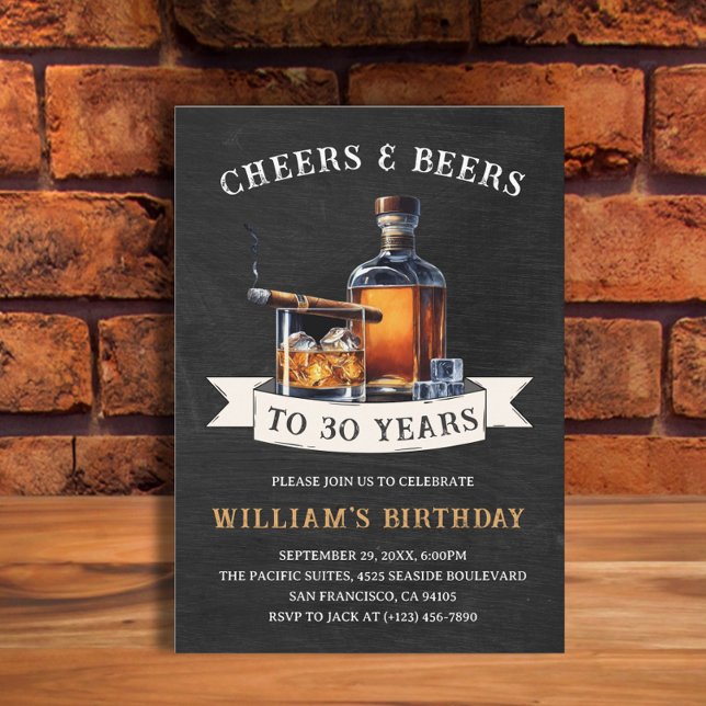 Convite Festa de aniversário rustica de 30 e cervejas (Criador carregado)