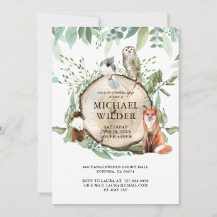 Convite Festa de aniversário Rústica De Animais Da Flore