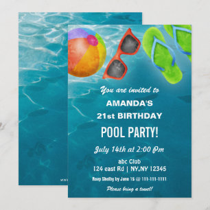Convite Festa de Aniversário Rústica de Verão na Piscina